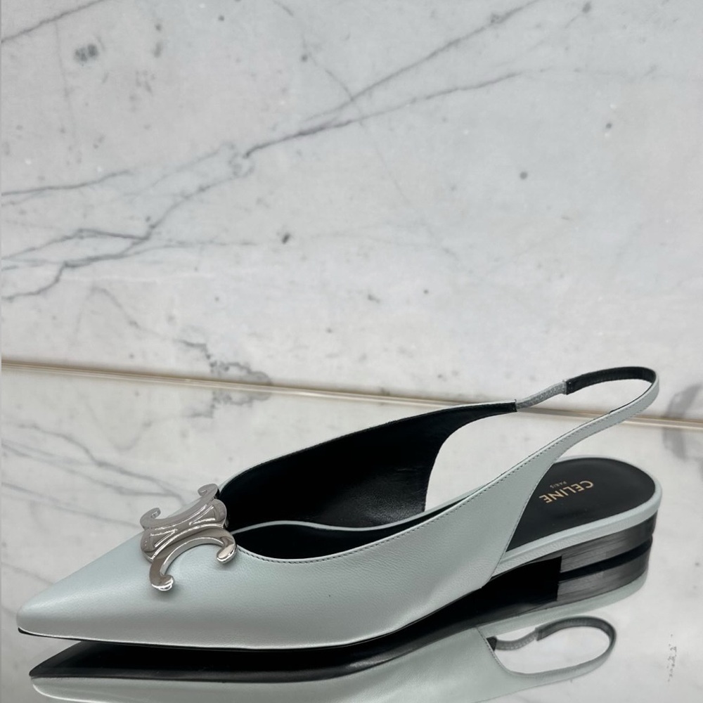 Celine Alma Triumph Soft Blue Slingbacks size 37 - Picture 1 of 8